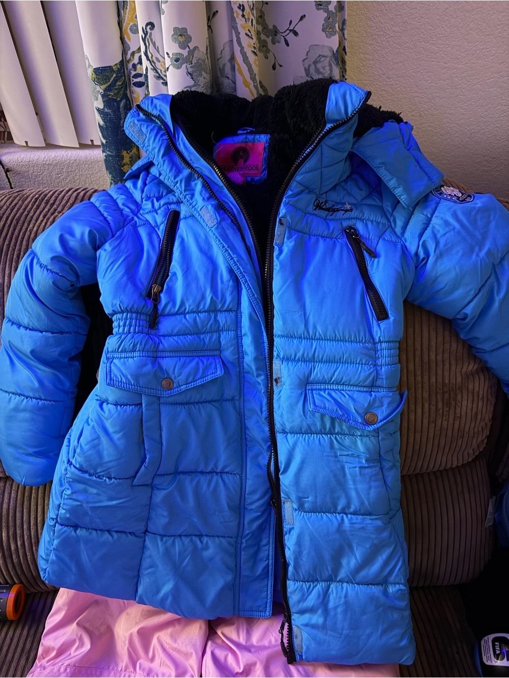 Weatherproof Kids Blue Puffer Coat with Hood